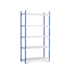 PROREGAL Fachbodenregal MAXIMUS Pro | Grundregal | HxBxT 220x100x50cm | 5 Ebenen | offener Fachboden | Fachlast 286kg | Lichtblau/Lichtgrau Image