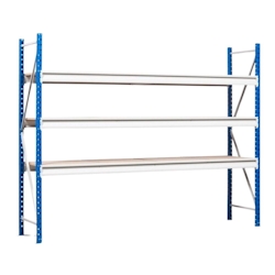 PROREGAL Weitspannregal MAXIMUS Pro | Grundregal | HxBxT 450x200x50cm | 4 Ebenen | Spanplatten-Fachboden | Fachlast 690kg | Lichtblau/Lichtgrau Image
