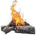 Grandhom Gas Fireplace Logs, 4pcs Large Ceramic Fire Logs for Propane Fireplace Insert, Decorative Fake Fireproof Logs Set for Indoor Outdoor Ventless Gas,Ethanol,Fireplace & Firepit,Charcoal,27cm