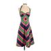 Trina Turk Casual Dress - A-Line Halter Sleeveless: Blue Chevron/Herringbone Dresses - Women's Size 2