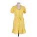 NANETTE Nanette Lepore Casual Dress - Mini: Yellow Solid Dresses - Women's Size 8