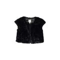 Cat & Jack Faux Fur Vest: Black Print Jackets & Outerwear - Kids Girl's Size Large