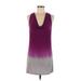 INC International Concepts Casual Dress - Mini Cowl Neck Sleeveless: Purple Print Dresses - Women's Size Medium