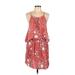 ASOS Casual Dress - Mini Scoop Neck Sleeveless: Red Floral Dresses - Women's Size 12