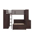 Harriet Bee Hentrich Full Size Loft Bed w/ a Twin Size Stand-alone Bed, Shelves, Desk, & Wardrobe Wood in Brown | 65 H x 78.7 W x 87.6 D in | Wayfair