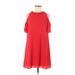 Zara Basic Casual Dress - A-Line Crew Neck Short sleeves: Red Print Dresses - Women's Size Medium