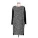 Vince. Casual Dress - Sweater Dress High Neck 3/4 sleeves: Black Color Block Dresses - Women's Size Medium