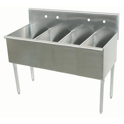 Advance Tabco 6-4-60 60" 4 Compartment Sink w/ 15"L x 21"W Bowl, 14" Deep, Stainless Steel