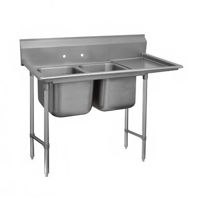 Advance Tabco 9-22-40-18R 67" 2 Compartment Sink w/ 20"L x 20"W Bowl, 12" Deep, Stainless Steel