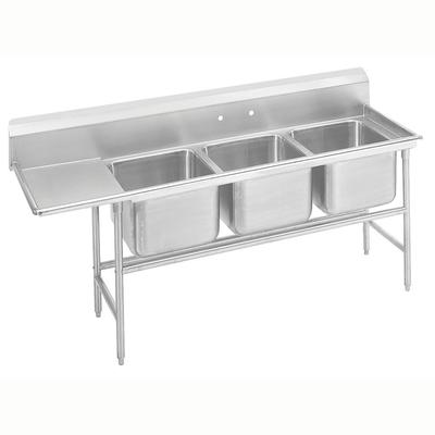 Advance Tabco 9-23-60-18L 89" 3 Compartment Sink w/ 20"L x 20"W Bowl, 12" Deep, Stainless Steel