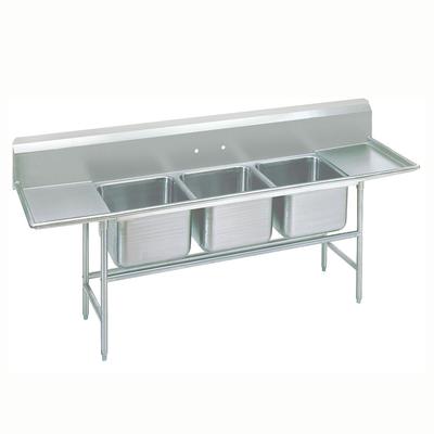 Advance Tabco 9-23-60-24RL 117" 3 Compartment Sink w/ 20"L x 20"W Bowl, 12" Deep, Stainless Steel