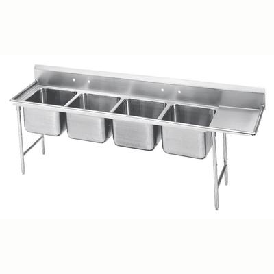 Advance Tabco 9-24-80-18R 111" 4 Compartment Sink w/ 20"L x 20"W Bowl, 12" Deep, Stainless Steel
