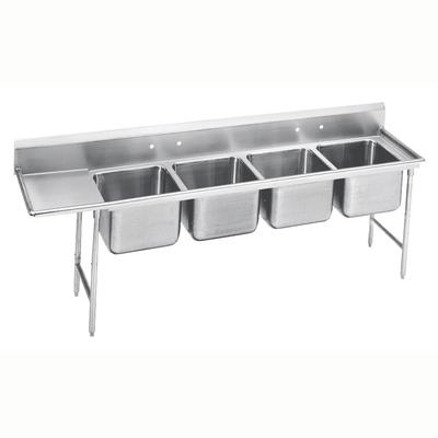 Advance Tabco 93-24-80-36L 129" 4 Compartment Sink w/ 20"L x 20"W Bowl, 12" Deep, Stainless Steel