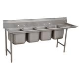 Advance Tabco 93-4-72-18R 95" 4 Compartment Sink w/ 16"L x 20"W Bowl, 12" Deep, Stainless Steel