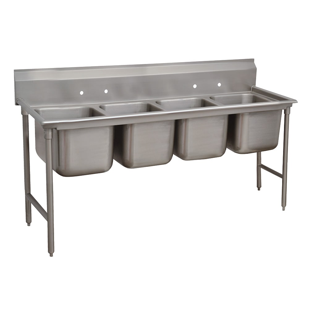 Advance Tabco 93-4-72-18RL 110" 4 Compartment Sink w/ 16"L x 20"W Bowl, 12" Deep, Stainless Steel