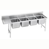 Advance Tabco 93-4-72-36L 113" 4 Compartment Sink w/ 16"L x 20"W Bowl, 12" Deep, Stainless Steel