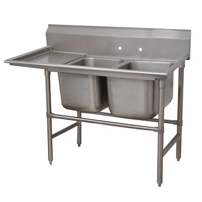 Advance Tabco 94-2-36-18L 59" 2 Compartment Sink w/ 16"L x 20"W Bowl, 14" Deep, Stainless Steel