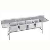 Advance Tabco 9-4-72-24RL 122" 4 Compartment Sink w/ 16"L x 20"W Bowl, 12" Deep, Stainless Steel