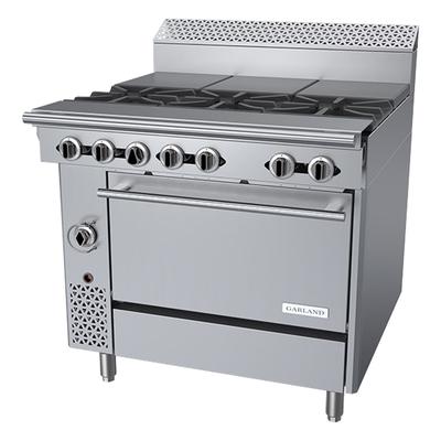 Garland C36-15C LP 36" 3 Burner Commercial Gas Range w/ 3 Hot Tops & Convection Oven, Liquid Propane, Stainless Steel, Gas Type: LP