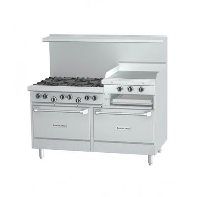 Garland U60-6R24RR LP 60" 6 Burner Commercial Gas Range w/ Griddle/Broiler & 2 Standard Ovens, Liquid Propane, Stainless Steel, Gas Type: LP