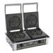 Equipex GED75 Double Classic Belgian Commercial Waffle Maker w/ Cast Iron Grids, 3300W, Round Pattern, 208-240V, Stainless Steel