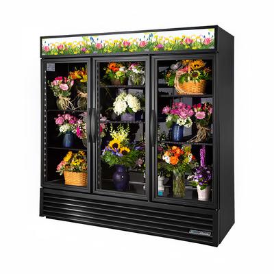 True GDM-72FC-HC~TSL01 3 Section Floral Cooler w/ Swinging Door - Black, 115v, Stainless Steel | True Refrigeration