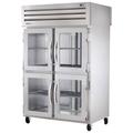 True STG2RPT-4HG-2S-HC 52 5/8" 2 Section Pass Thru Refrigerator, (4) Glass Doors, (2) Solid Doors, Left/Right Hinge, 115v, Silver | True Refrigeration