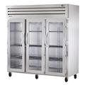 True STG3R-3G-HC Spec Series 77 3/4" 3 Section Reach In Refrigerator, (3) Left/Right Hinge Glass Doors, 115v, Silver | True Refrigeration