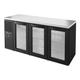 True TBR72-RISZ1-L-B-GGG-1 72" Bar Refrigerator - Swinging Glass Doors, Black, 115v, Stainless Steel | True Refrigeration