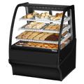 True TDM-DC-36-GE/GE-B-W 36 1/4" Full Service Dry Bakery Case w/ Curved Glass - (4) Levels, 115v, Black | True Refrigeration