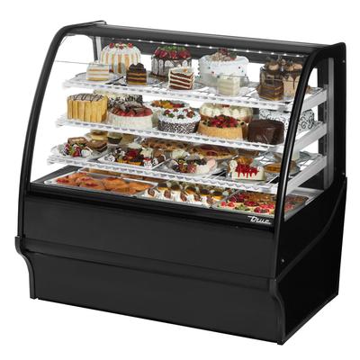 True TDM-R-48-GE/GE-B-W 48 1/4" Full Service Bakery Case w/ Curved Glass - (4) Levels, 115v, Black | True Refrigeration