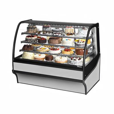 True TDM-R-59-GE/GE-S-S 59 1/4" Full Service Bakery Case w/ Curved Glass - (4) Levels, 115v, Silver | True Refrigeration