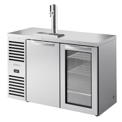 True TDR52-RISZ1-L-S-SG-1 52" Kegerator Commercial Beer Dispenser w/ 1 Keg Capacity - 1 Column, Stainless, 115v, 2 Sections, Silver
