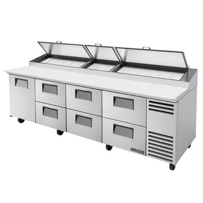 True TPP-AT-119D-6-HC 119" TPPAT Series Pizza Prep Table w/ Refrigerated Base, 115v, Stainless Steel | True Refrigeration
