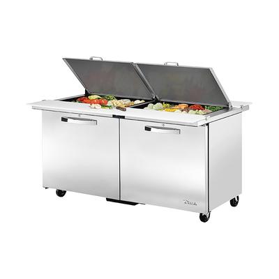 True TSSU-60-24M-B-DS-ST-HC~SPEC3 ADA 60" Spec Series Mega Top Dual Sided Sandwich/Salad Prep Table w/ Refrigerated Base, 115v, Stainless Steel