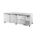 True TUC-93D-2-HC~SPEC3 Spec Series 93" W Undercounter Refrigerator w/ (3) Sections, (2) Doors & (2) Drawers, 115v, Silver | True Refrigeration