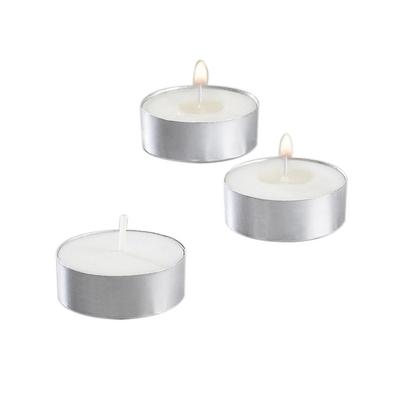 Sterno 40100 Tea Light Candle w/ 5 hr Burn Time - Wax, Silver Metal Cup