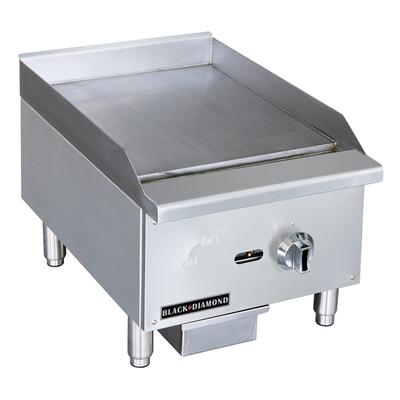Black Diamond BDECTG-16 16" Gas Commercial Griddle w/ Manual Controls - 5/8" Steel Plate, Natural Gas, Stainless Steel, Gas Type: NG