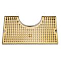 Micro Matic DP-1020DSSPVD Surface Mount Drip Tray Trough w/ 4" Cutout & 5/8" Drain - 14"W x 8"D, Stainless w/ Brass Screen, Stainless Steel