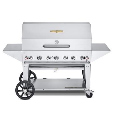 Crown Verity CV-MCB-48PRO-NG 48" Mobile Commercial Outdoor Charbroiler w/ 7 Burners - Roll Dome, Natural Gas, Stainless Steel, Gas Type: NG