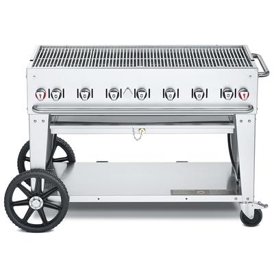 Crown Verity CV-MCB-48-SI-BULK 46" Mobile Gas Commercial Outdoor Charbroiler w/ Water Pan, Liquid Propane, 6 Burners, LP, Stainless Steel, Gas Type: LP