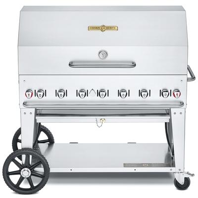 Crown Verity CV-MCB-60-SI50/100-1RDP 58" Mobile Gas Commercial Outdoor Charbroiler w/ Roll Dome, Liquid Propane, 60", LP, Stainless Steel, Gas Type: LP