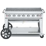 Crown Verity CV-RCB-48-SI50/100 46" Mobile Gas Commercial Outdoor Grill w/ Undershelf, Liquid Propane, 6 Burners, LP Gas, Stainless Steel, Gas Type: LP