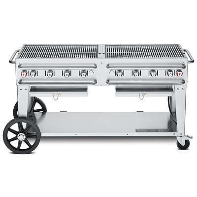 Crown Verity CV-RCB-60-SI-BULK 58" Mobile Gas Commercial Outdoor Grill w/ Undershelf, Liquid Propane, 8 Burners, LP Gas, Stainless Steel, Gas Type: LP