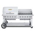 Crown Verity CV-RCB-72RWP-SI50/100 Pro Series 70" Mobile Gas Commercial Outdoor Grill w/ Roll Dome, Liquid Propane, 81" x 28", Stainless Steel, Gas Type: LP