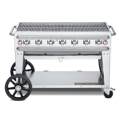 Crown Verity CV-RCB-48-LP 46" Mobile Gas Commercial Outdoor Grill w/ Water Pans, Liquid Propane, Stainless Steel, Gas Type: LP