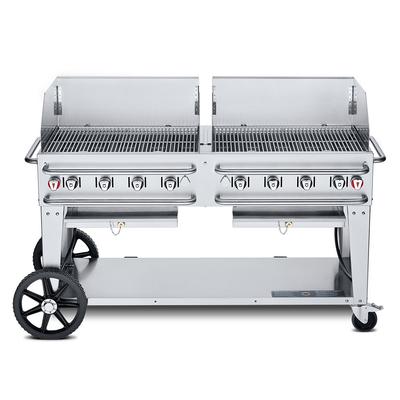 Crown Verity CV-RCB-60WGP-LP 58" Mobile Gas Commercial Outdoor Grill w/ Water Pans, Liquid Propane, Stainless Steel, Gas Type: LP