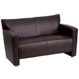 Flash Furniture 222-2-BN-GG Hercules Majesty Reception Loveseat w/ Brown LeatherSoft Upholstery, Brushed Aluminum Feet