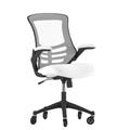 Flash Furniture BL-X-5M-WH-RLB-GG Swivel Office Chair w/ Mid Back & Roller Wheels - White Mesh Back & Seat