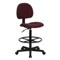 Flash Furniture BT-659-BY-GG Swivel Drafting Stool w/ Low Back - Burgundy Polyester Upholstery, Black